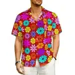 60s Hippie Garden Men's Button-Up Hawaiian Shirt