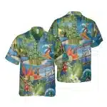 Alien Adventure Surfing Button-Up Hawaiian Shirt