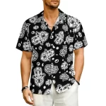 Black & White Hamsa Hand Button-Up Hawaiian Shirt