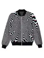 Black and White 3D Optical Illusion Bomber Jacket