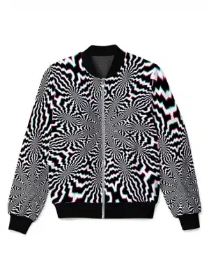 Black and White 3D Optical Illusion Bomber Jacket