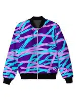 Blue & Purple Abstract Streaks Bomber Jacket