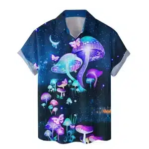 Butterfly Shroom Psychedelic Button-Up Hawaiian Shirt