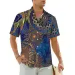 Celestial Sunburst Men's Button-Up Hawaiian Shirt