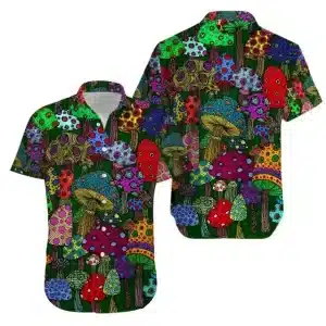 Colorful Magic Mushroom Button-Up Hawaiian Shirt