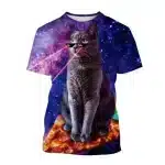 Cool Laser-Shades Cat Thug Pizza Galaxy T-Shirt