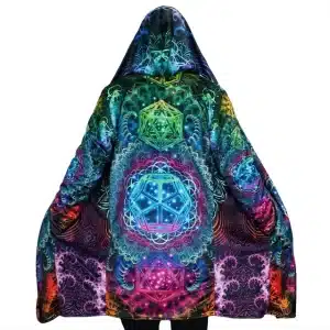 Cosmic Mandala Vibrant Galaxy Rave Hooded Cloak