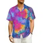 Cosmic Paint Splash Artistic Button-Up Hawaiian Shirt