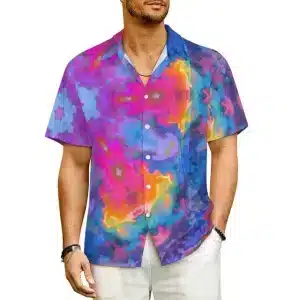 Cosmic Paint Splash Artistic Button-Up Hawaiian Shirt