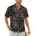 Cosmic Petals Array Men's Button-Up Hawaiian Shirt