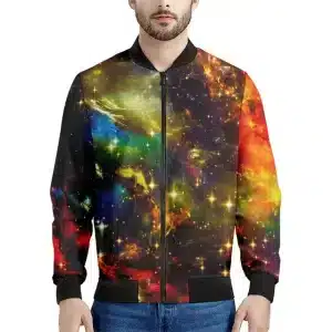 Cosmic Rainbow Nebula Bomber Jacket