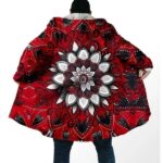 Crimson Mandala Vibrant Red Floral Cloak