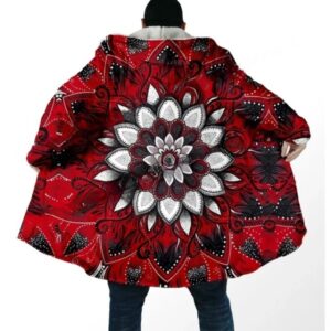 Crimson Mandala Vibrant Red Floral Cloak