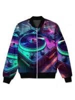 DJ Turntable Psychedelic Music Festival Bomber Jacket