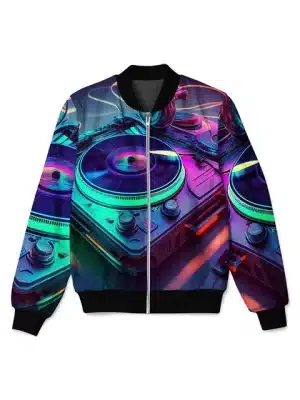 DJ Turntable Psychedelic Music Festival Bomber Jacket