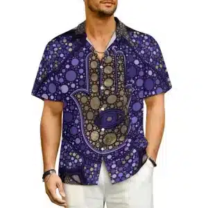 Deep Purple Hamsa Hand Trippy Button-Up Hawaiian Shirt