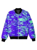 Electric Blue & Neon Green Pattern Bomber Jacket