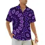 Electric Starburst Purple Button-Up Hawaiian Shirt