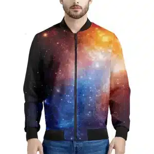 Ethereal Cosmic Gradient Space Bomber Jacket