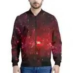 Fiery Red Nebula Cosmos Energy Bomber Jacket