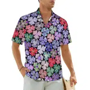 Floral Mosaic Psychedelic Button-Up Hawaiian Shirt