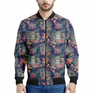 Floral Patterns Buddha Bliss Bomber Jacket