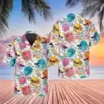 Floral Skull Roses Button-Up Hawaiian Shirt