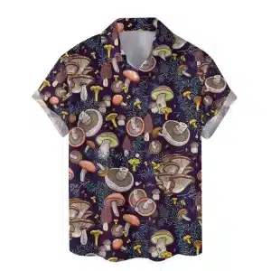 Forest Mushroom Men's Button-Up Hawaiian Shirt