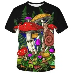 Forest Mushrooms & Snail Psychedelic T-Shirt