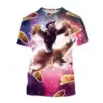 Funny Cowboy Bear Taco Ride Through Space T-Shirt