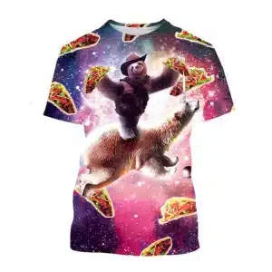 Funny Cowboy Bear Taco Ride Through Space T-Shirt