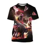 Funny Laser-Eyed Cats on Pizza Galaxy T-Shirt