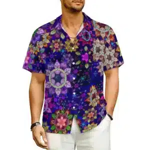 Galactic Mandala Garden Button-Up Hawaiian Shirt