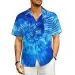 Galactic Ocean Tie-Dye Men's Button-Up Hawaiian Shirt