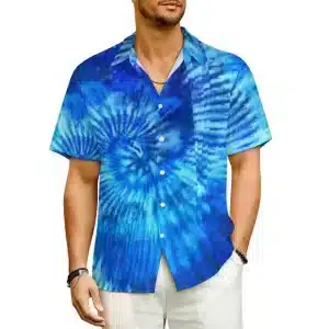 Galactic Ocean Tie-Dye Men's Button-Up Hawaiian Shirt