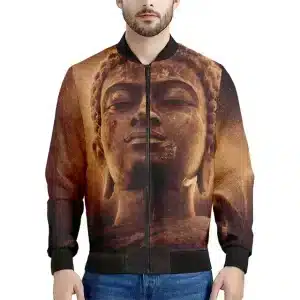 Golden Serenity Spiritual Buddha Bomber Jacket