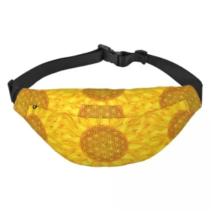 Golden Sunburst Mandala Yellow Fanny Pack