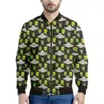 Green and Yellow Alien & UFO Bomber Jacket