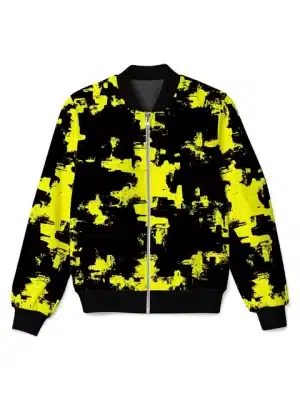 Grunge Yellow & Black Paint Splatter Bomber Jacket