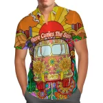 Here Comes The Sun Hippie Button-Up Hawaiian Shirt