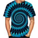 Hypnotic Blue Spiral Psychedelic Fashion T-Shirt