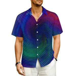 Hypnotic Vortex Spiral Button-Up Hawaiian Shirt