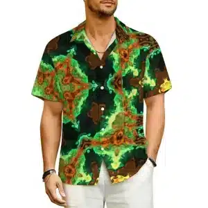 Lava Flow Abstract Art Trippy Button-Up Hawaiian Shirt