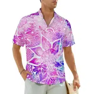 Lotus Gradient Men's Button-Up Hawaiian Shirt