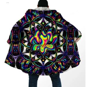 Luminous Lotus Portal Neon Trippy Cloak