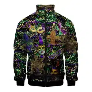 Mardi Gras Masquerade Trippy Bomber Jacket