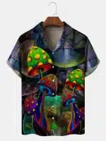 Men's Psychedelic Mushroom Button-Up Hawaiian Shirt