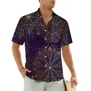 Midnight Mandala Men's Button-Up Hawaiian Shirt