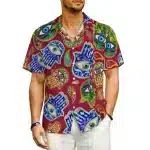 Multicolor Tribal Eye Pattern Button Up Hawaiian Shirt