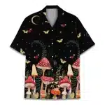 Mushroom Forest Night Button-Up Hawaiian Shirt